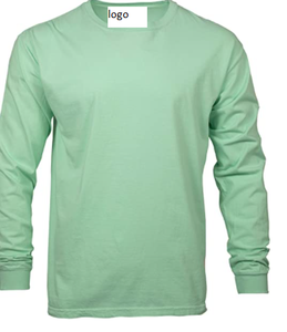 Men's Adult Long Sleeve Tee <b>Shirt</b> Style Soft Washed Garment Dyed Fabric Double Needle Collar Twill Taped Neck and Shoulders - Product Image 4