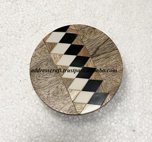 Classic Indian Style Customized High Quality Handcrafted Natural Wooden Bone Inlay Coaster Good Polished for Hotel Home Coasters - Product Image 5