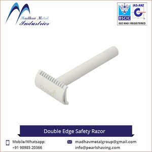 Double <b>Edge</b> Stainless Steel Single Blade Safety Razor with Brass Handle for Men Made in Gujarat - Product Image 5