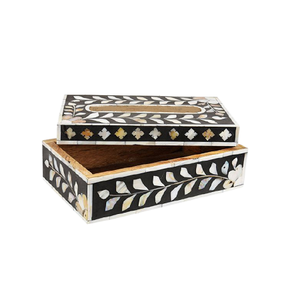 Boîte à serviettes en bois et nacre avec boîte à serviettes de forme rectangulaire de qualité supérieure par Home Arts - Product Image 1