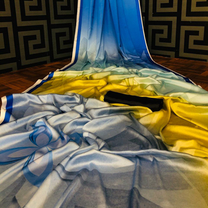 Indien Katan Saree dernier concepteur fête porter mariage dames femmes porter Georgette soie broderie travail Sari avec Blouse ethnique - Product Image 1