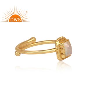 Bague en pierre précieuse pour femme, bijoux de styliste, opale éthiopienne, plaqué argent jaune, 18k, 925, nouvelle collection - Product Image 3