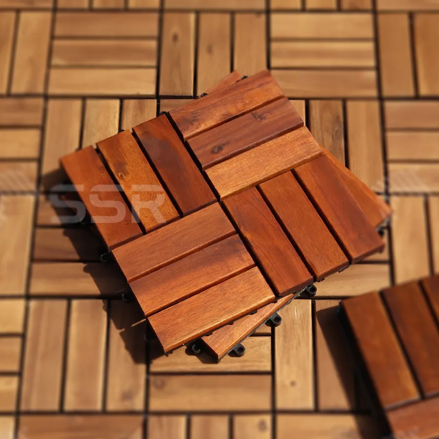 एसएसआर के लिए बीन-सर्वश्रेष्ठ बबूल की लकड़ी इंटरलॉकिंग टाइल्स अलंकार आउटडोर फर्श/लकड़ी फर्श/उद्यान फुटपाथ/आँगन