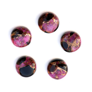 12mm Natural Mohave negro Rosa cobre turquesa Flatback cabujón forma de círculo suave piedras preciosas sueltas fabricación de joyas de terceros - Product Image 3