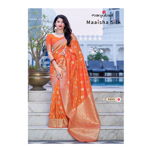 Sari en soie douce de meilleure qualité pour adultes Vêtements de mariage en coton éthéré du fabricant indien pour occasions spéciales - Product Image 1