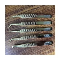 Pinzas Profesionales de Acero Inoxidable para Extensión de Pestañas con Punta de Plasma Dorada, las Más Vendidas, Sostenibles, Probadas a Mano, Marca Privada