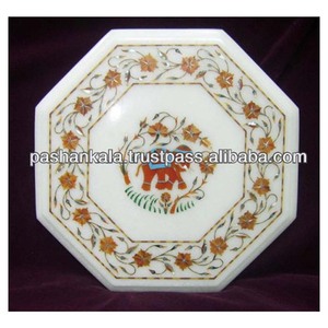 <b>Elephant</b> Inlay Marble <b>Table</b> Top Pietra Dura <b>Table</b> Tops - Product Image 1