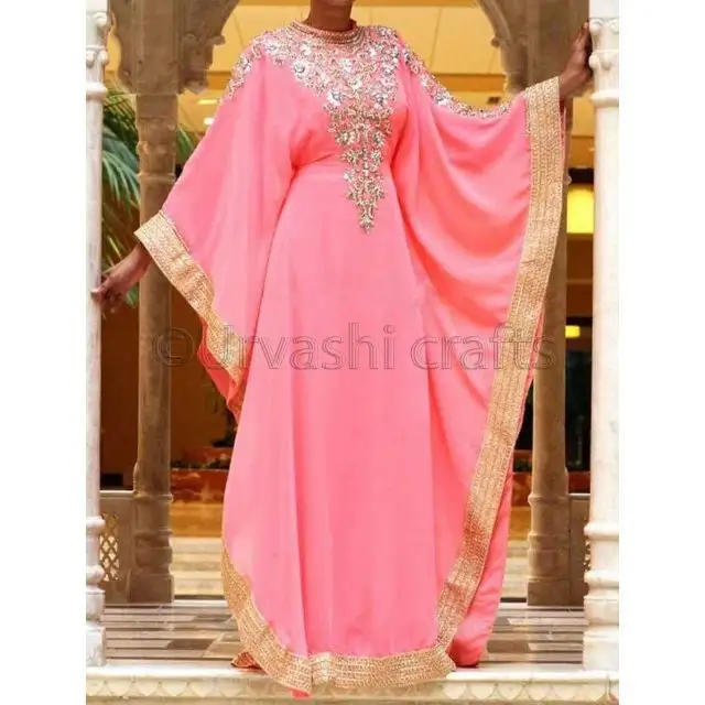 2020 factory prices islamic clothing womens apparels indian hand beaded abaya long sleeves kaftan moroccan dress