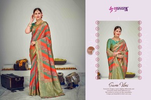 อินเดียขายส่งเหตุการณ์สวมใส่ผ้าไหมทอสารีกับเสื้อ6ชิ้นออกแบบ Sarees 2022อินเดียแบบดั้งเดิมสวมใส่ - Product Image 5