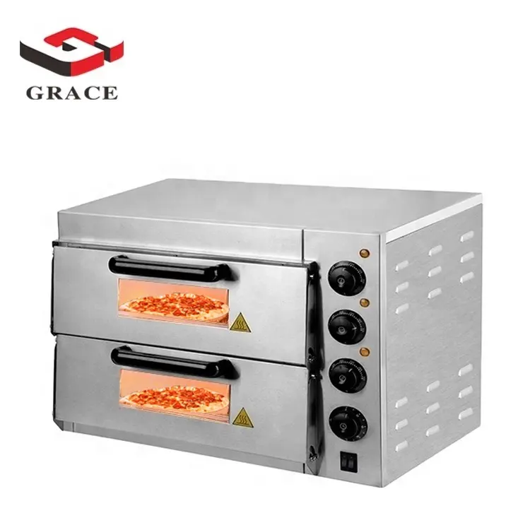 Grace ticari mutfak ekmek fırın ekipmanları çift katmanlı elektrikli Pizza fırını