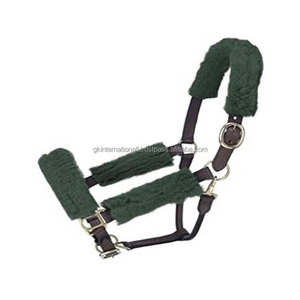 เชือกหนังสองชั้นสำหรับงานหนัก,ผ้าฟลีซรองสำหรับผูกม้ามงกุฏสายรัดพร้อมหัวเข็มขัดและแหวนทองเหลืองแบบปรับได้ - Product Image 2