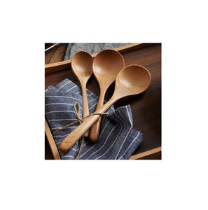 Cuchara escurridora de madera, utensilios de cocina hechos a mano, diseño simple, productos en oferta, 5 piezas - Product Image 3