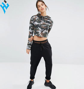 New Latest Fashionable High Quality OEM service women hoodie |100% Cotton Custom Camouflage Crop <b>top</b> Women's Hoodies for Women's - Product Image 4