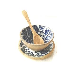 Cuenco para servir de madera de acacia y metal de alta tendencia, cena en casa, Hotel, fiestas, Catering, acabado esmaltado tallado - Product Image 1