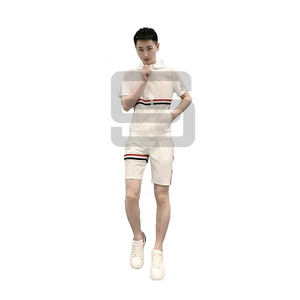 Men's two-piece sweat suit short sleeve trend hooded casual shorts sets - Product Image 1
