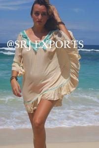 Stately High Quality Bohemian Poncho <b>Dress</b> Unique Floral Hand Embroidered <b>Tassel</b> Lace Back Less Sexy Frill Hem Beach Wear - Product Image 2