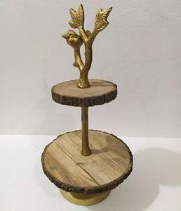 Metal Cake <b>Stand</b> 2 tier wooden <b>logs</b> - Product Image 2