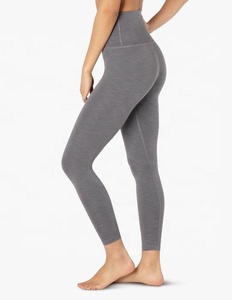 Leggings de Yoga Blancos de Cintura Alta para Mujer, Largos, Sin Costuras, de Spandex y Nailon, Cintura Elástica, Color Sólido, Pantalones Deportivos - Product Image 5