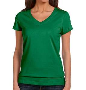 Camiseta verde de manga corta para mujer, ropa blanca con cuello en V, colores personalizados y tela - Product Image 1