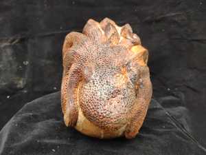 ชุดคอลเล็คชั่นโบราณศิลปะพื้นบ้านแกะสลักด้วยมือรูปกะโหลกไม้สักทำจากปลาหมึกแกะสลักด้วยมือ100% จำนวนจำกัด - Product Image 4