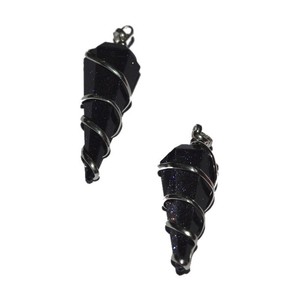 Pendentif enroulé de fil à facettes bleu Sunstone, 6 faces, pour enrouler - Product Image 1