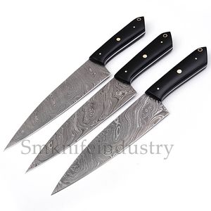 Handmade Modern Design Damascus Steel Chef <b>Knife</b> <b>Set</b> (SMK1562) 3-Piece G10 Wood Handle Professional Kitchen Chopping <b>Sharp</b> Meat - Product Image 3