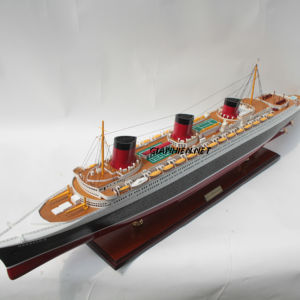Modèle de bateau en bois d'acacia USS NORMANDIE fait à la main, 80x12x29 cm, en provenance du Vietnam, cadeau d'affaires pour toute occasion - Product Image 1