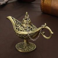 Quemador de Incienso de Lámpara Mágica Vintage, Quemador de Bakhoor Hecho a Mano, Elegante Accesorio de Mesa para Spa, Meditación y Aromaterapia
