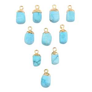 Vente en gros de fournitures de recherche howlite turquoise connecteur de culbutage or galvanoplastie tranchant pendentif breloques bricolage connecteur pour bijoux - Product Image 6