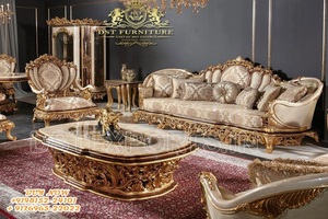 Meubles de salon de luxe faits à la main, taille king size, finition or antique royal, meubles de salon en teck, ensemble de canapés Dallas - Product Image 4