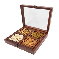 Boîte à épices Masala en bois de couleur marron avec 4 compartiments pour ustensiles de cuisine