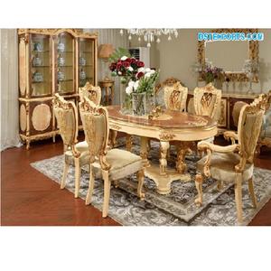 Juego de muebles de comedor de estilo italiano para el hogar, juego de mesa de comedor dorado indio, personalizado, de lujo - Product Image 1