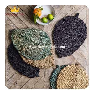 Mantel Individual en forma de hoja de ratán tejido de algas marinas naturales, cargador trenzado para comedor, boda o fiesta, esteras y almohadillas tejidas para mesa - Product Image 1