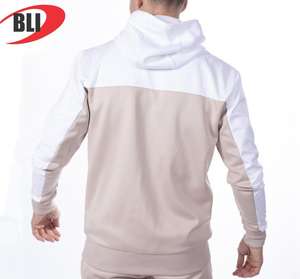 เสื้อกันหนาวแบบสวมหัวมีฮู้ดผ้าคอตตอนผ้าฟลีซปักโลโก้มีซิปสีตัดกันสำหรับทุกเพศขนาด - Product Image 3