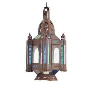 Lanterne en verre teinté en métal marocain vintage fait à la main nouvelle meilleure qualité pendentif décor à la maison pour le mariage de noël - Product Image 1
