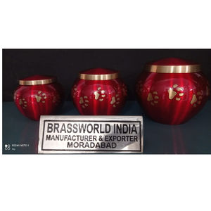BRASSWORLD INDIA ODYSSEY URNA FUNERARIA PARA CENIZAS DE MASCOTAS ROJA BRILLANTE, Estilo Americano, Latón de Alta Calidad, Hecho en India, Artículos Funerarios - Product Image 1