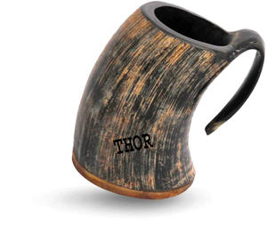 Buffalo Horn Beer <b>Beaker</b> Stein Tumbler Modern Eco-Friendly Viking Drinking Cup with Handle for Weddings and Other Occasions - Product Image 3