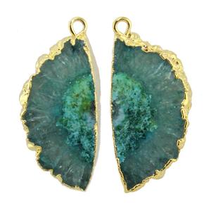 Connecteur de quartz solaire naturel en or plaqué en forme de demi-lune, pour boucles d'oreilles à simple clou, 1 paire - Product Image 4