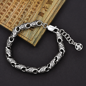 Custom Trendy <b>Beaded</b> <b>Bracelets</b> 925 <b>Sterling</b> <b>Silver</b> Zircon Men's Gift Jewelry Taiwan - Product Image 3