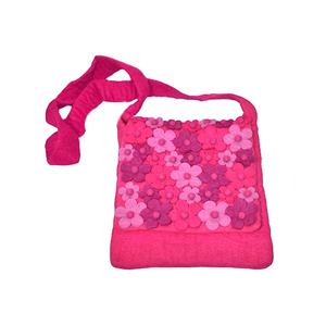 กระเป๋าผ้าสักหลาดลายดอกไม้เป็นมิตรกับสิ่งแวดล้อมของผู้หญิงเนปาลกระเป๋าช้อปปิ้งหัตถกรรมขนาดใหญ่ - Product Image 1