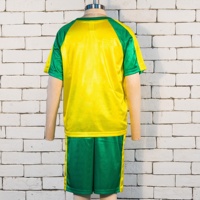 Conjunto Deportivo de 2 Piezas para Niños, Personalizado, para Fútbol, Amarillo y Verde, Manga Corta, Estampado, Ropa Deportiva con Logotipo