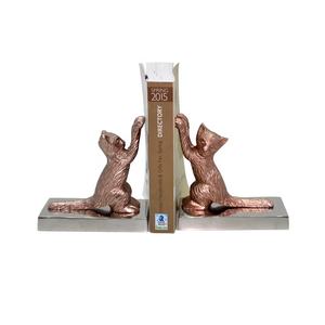 Table <b>Top</b> Decorative Nickel Plated Metal Aluminium Bookends <b>Cat</b> Design Luxury Handmade Gold Bookends - Product Image 1