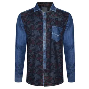 Wholesale Men's Denim Shirt Fashion Solid Color Long Sleeve Business Shirts for Man New Style Summer 100% Cotton Stylish denim