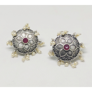 treanding handmade <b>silver</b> look alike stone <b>stud</b> earing - Product Image 1