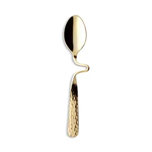 Elegant Stainless Steel <b>Gold</b> Color Hammered Handle Wedding <b>Spoon</b> From India Ideal for Kitchenware Dining Ware <b>Serving</b> Set - Product Image 1