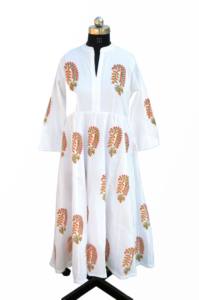 Robe d'été en coton imprimé bloc de main indien pour femme, tenue décontractée - Product Image 3