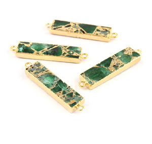 24K ทองชุบเคลือบอิเล็กโทรเพลท์ย้อมสีมรกตโมฮาวีทองแดงแท่งรูปร่างคู่การเชื่อมต่อทำเครื่องประดับทองเหลืองการค้นพบและส่วนประกอบ - Product Image 6