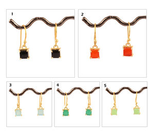 Boucles d'oreilles en onyx plaqué or/argent, bijou carré en forme de goutte, vente en gros, prix moins cher, livraison gratuite - Product Image 2