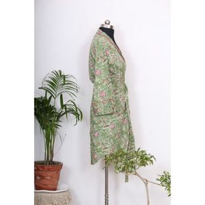 Ensemble veste et robe Maxi en coton bohème pour femme Chemise imprimée à fleurs Vêtements tissés à la taille naturelle Options de taille plus - Product Image 5
