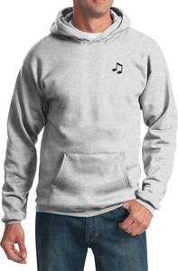 Embroidered Music 8th Note Patch Pocket Print Adult Hoodie - Product Image 4